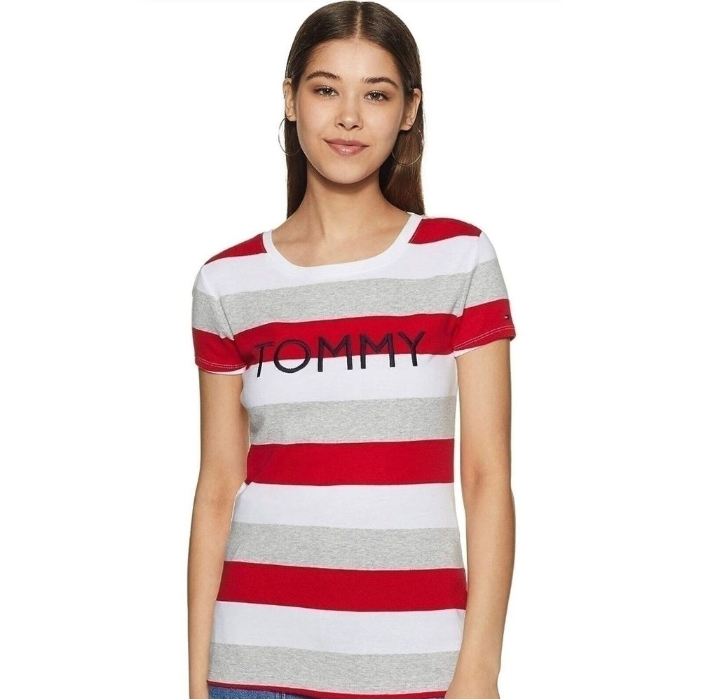 Tommy Hilfiger striped knit top with logo embroidery